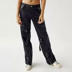 NEW nwt  Satin Cargo Bondage Parachute Pant Y2K Fetish emo punk size 0 low rise